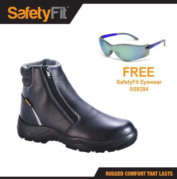 SafetyFit Zipper Safety Boots D12806 (FOC: SafetyFit eyewear SS9284)