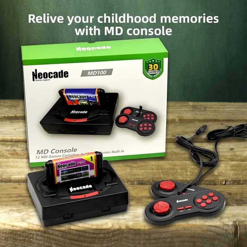 Cartridge For 12 Games, Supports For MD Cartridges And HD Output For Connecting To A Large Screen