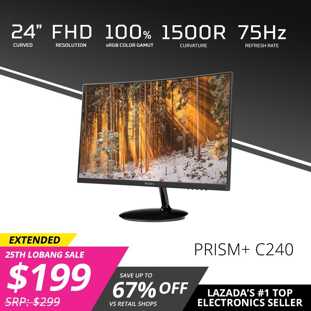 PRISM+ C240 24 75Hz 1500R Curved Productivity Monitor Gaming Monitor [1920 x 1080]