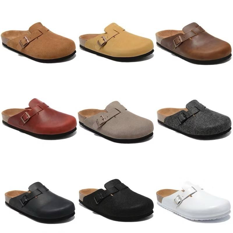 Birkenstock Slippers Birkenstock Baotou Sandals Men Wear Birkenstock Leather Cork Half Slippers Large Size Boston